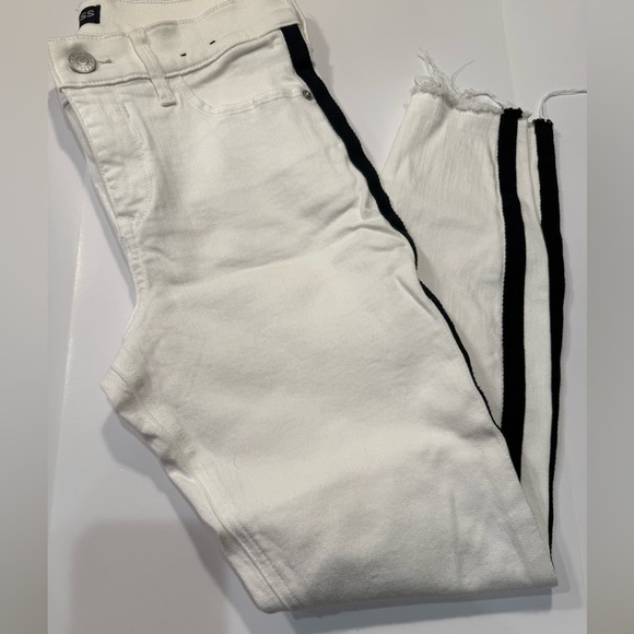 Express Denim - Express Skinny Cropped Fringe White Jeans